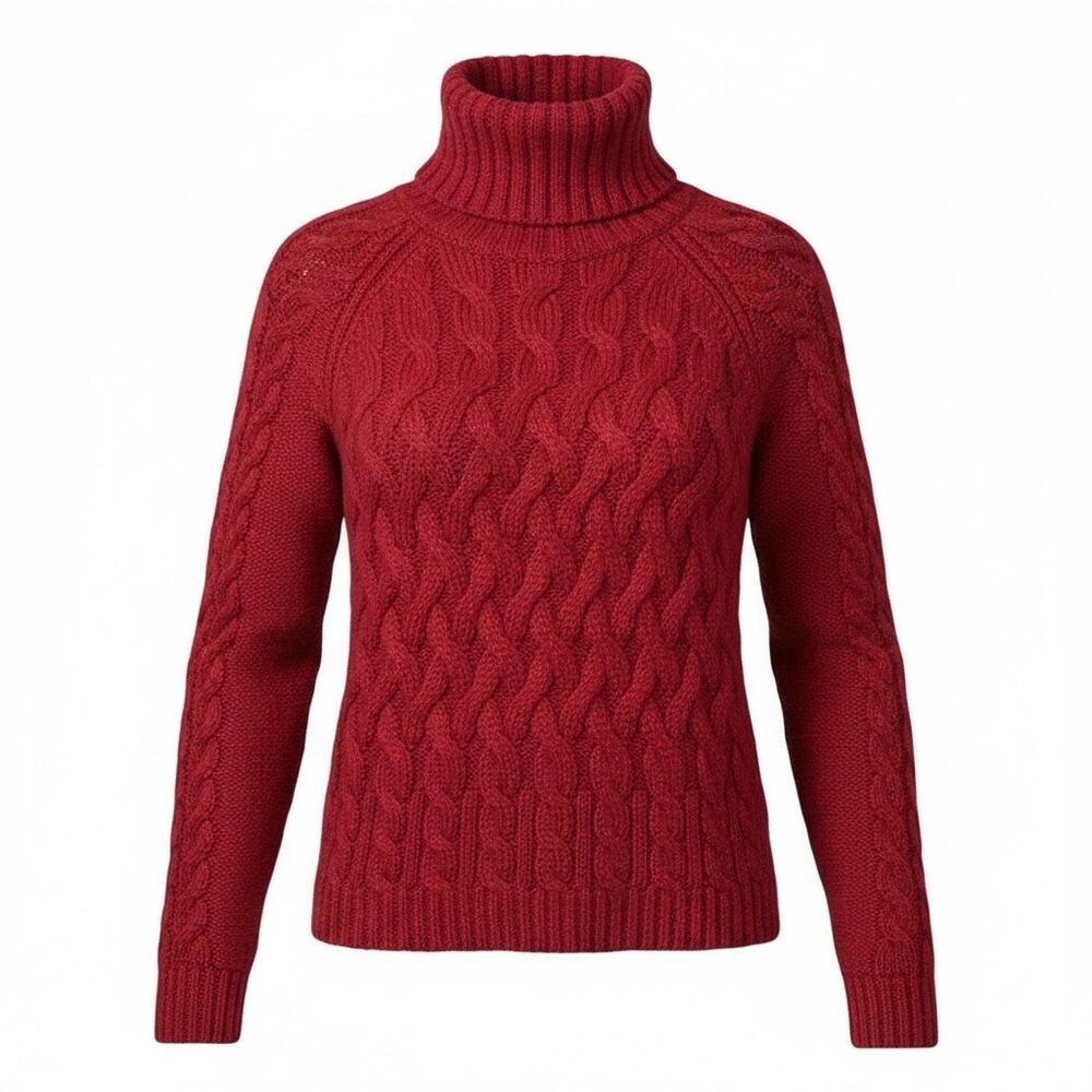 Vintage Paul James Women's Wool Made in England Turtleneck Fisherman's Sweater S